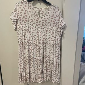 Babydoll style dress, white with pink dots